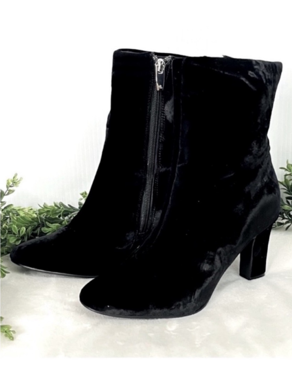 Ralph Lauren Black Suede Ankle Booties with Block Heel Size 6.5
